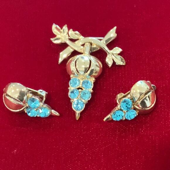 Coro Jewelry - Vintage Coro signed Brooch and Earrings